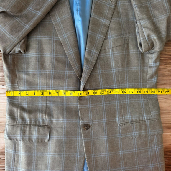 Isaia Sand & Sky Blue CASHSILK Sport Coat Blue Windowpane - 52 (42US) 8R -Italy - Picture 11 of 13